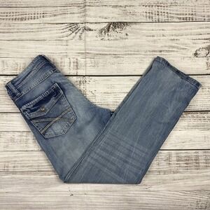 TK Axel Slim Boot Jeans Mens 32x32 Blue Western Cowboy White Stitching Denim